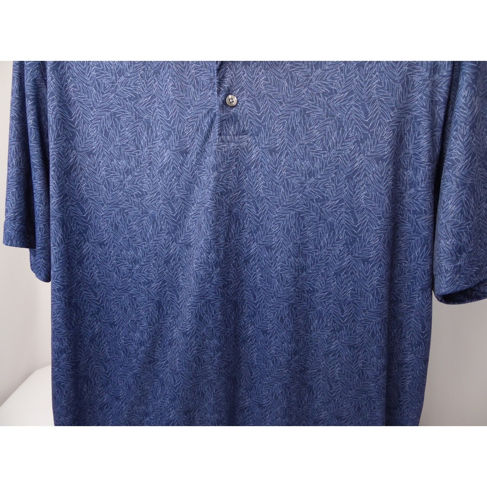 PGA Tour Pro Series Mens XL Blue Leaf Print Athletic Fit Golf Polo Shirt SU27322 - Picture 2 of 5